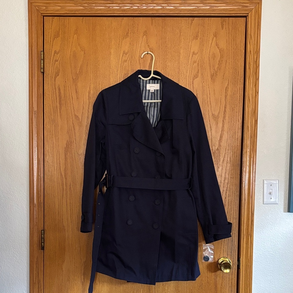Merona Navy Blue Double-Breasted Trench Coat